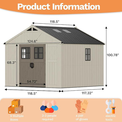 Devoko 10 x 10 FT Plastic Outdoor Storage Shed - Image 5