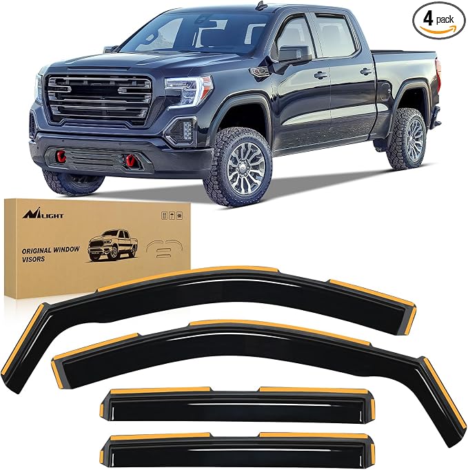 Nilight in Channel Rain Guards for Chevrolet Silverado 1500 Crew Cab/GMC Sierra by Nilight