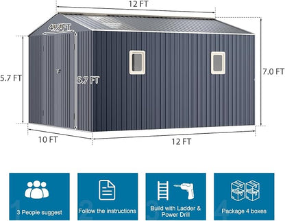 10x12 FT Metal Storage Shed - Image 9