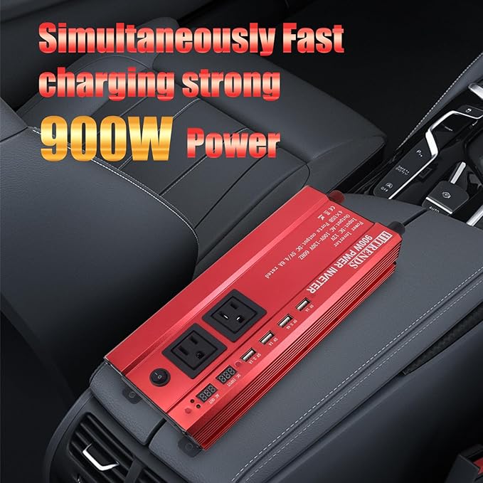 HITRENDS 900W Car Power Inverter 12V to 110V, DC to AC Converter - Image 6
