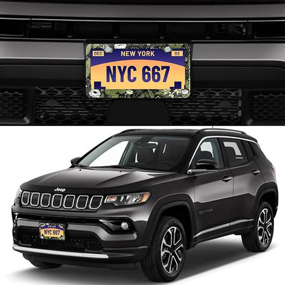 Sage Green Floral License Plate Frame Plant Flowers Stainless Steel License - Image 2