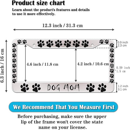 Fun License Plate Frame Cover Black and White License Plate Frames Dog Mom Dog - Image 2