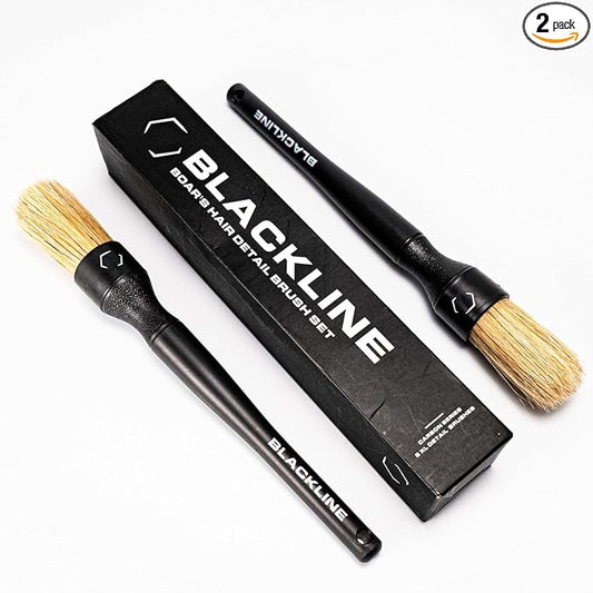 Blackline Car Care Boar Hair Brushes- Luxury Car Detailing Brush Set by BlacklineCarCare