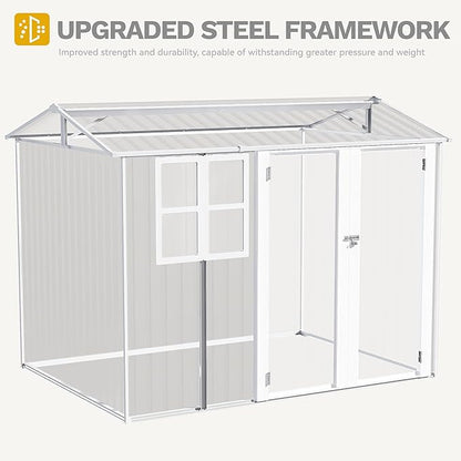 DWVO 8' x 6' Outdoor Storage Shed, Waterproof Metal Garden Shed - Image 7
