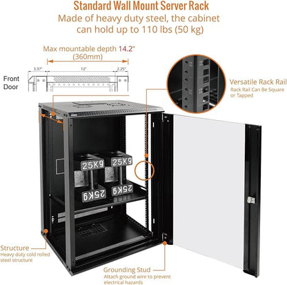 Tecmojo 18U Wall Mount Rack Network Cabinet - Image 4