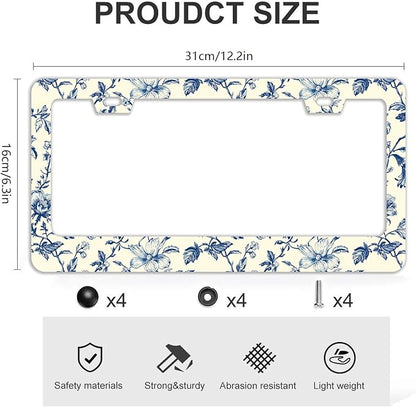 Blue Floral Flowers License Plate Frames - Image 4