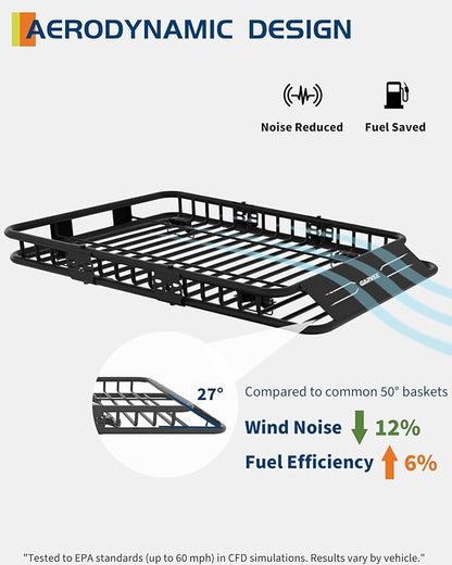 64" x 39" Universal Roof Rack Carrier Basket, 200 Lbs Capacity Car Cargo Rack - Image 4