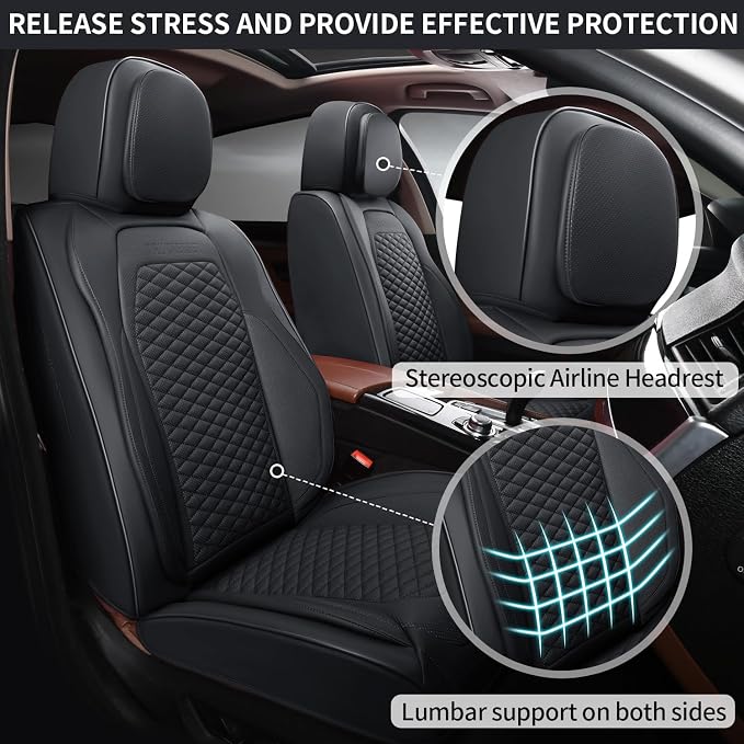 2 Packs Car Seat Covers Leather Car Seat Covers Universal Seat Covers - Image 2