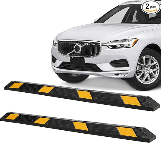 2 Pack Heavy Duty Rubber Parking Curb - 55000 Lb Capacity by TROPOW