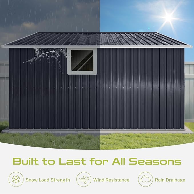 11.2' x 10.6' XL Outdoor Storage Shed, Sturdy Metal Building w/Windows & - Image 4