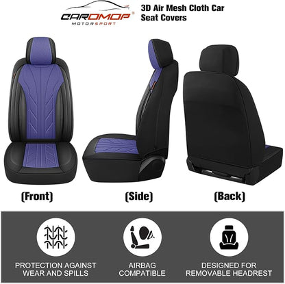 CAROMOP Luxury Faux Leather&Fabric Car Seat Covers 2 Front Seats - Image 3