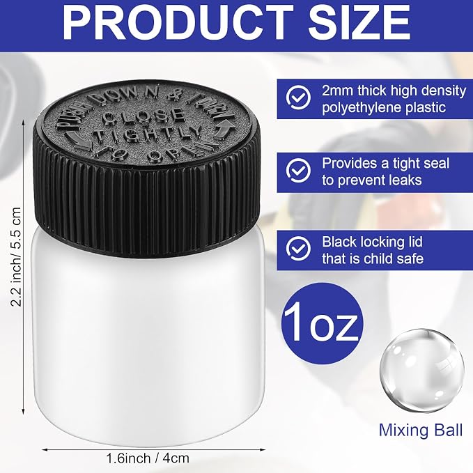 Maxcheck 60 Pcs Empty Touch Up Paint Bottles Container 1oz 30ml Reusable Small - Image 2