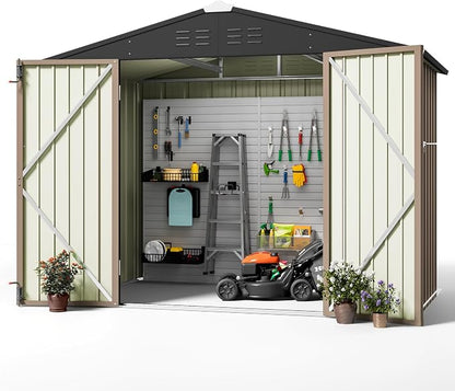 Greesum Outdoor Storage Shed 6 x 8 ft. Utility Tool Shed Metal Storage Garden - Image 3