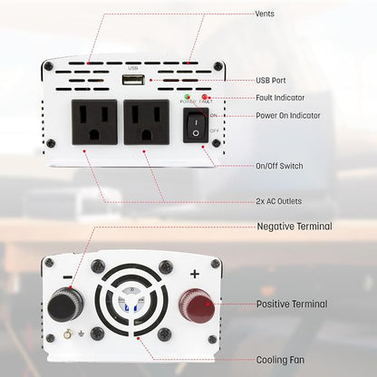 Wagan EL3718 800W Slim Line AC to DC Power Inverter 800W TrueRated Continuous - Image 2