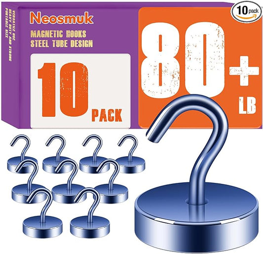 Neosmuk Magnetic Hooks, Cruise Ship Essentials, 80lb+ Heavy Duty Magnetic Hooks by Neosmuk