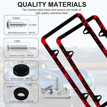 LivTee Black License Plate Frames, 4 Holes Stainless Steel License Plate Covers - Image 4