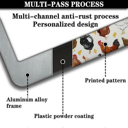 License Plate Covers for Women Multicolor License Plate Frames for Men Chicken - Image 5