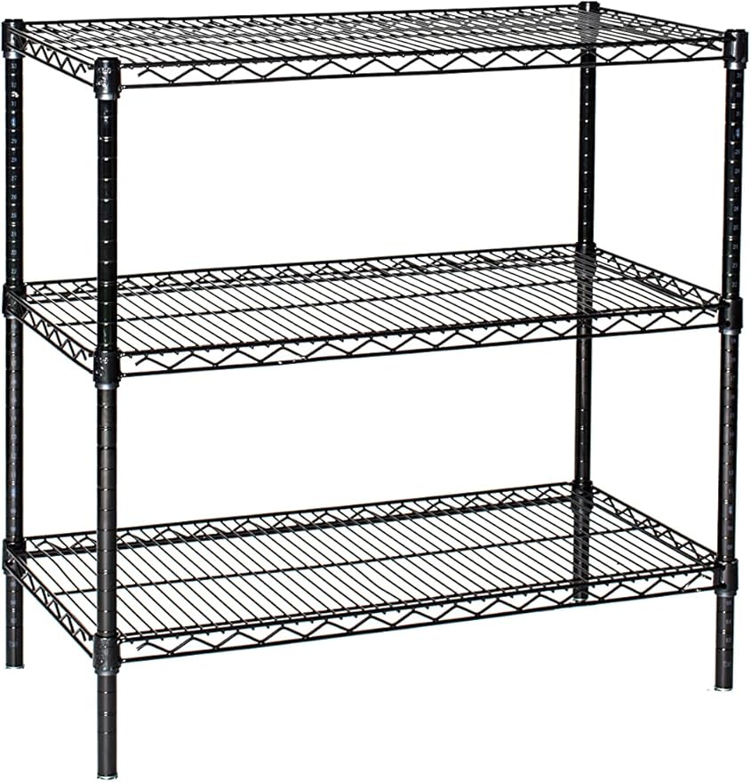 Omega 24" Deep x 30" Wide x 86" High 3 Tier Black Starter Shelving Unit by OmegaProductsCorporation
