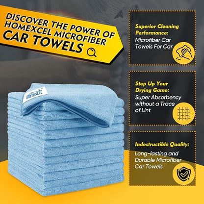 HOMEXCEL Blue Microfiber Cleaning Cloth 12 Pack, 12.5 x 12.5 inch Microfiber - Image 2