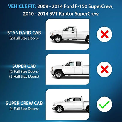 Nilight Durable Rain Guards for Ford F150 Super Crew 2009-2014, F150 SVT Raptor - Image 4