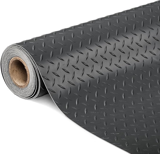 TUFFIOM 7.5 x 17 FT Garage Floor Mat, Thickened Diamond Plate PVC Garage Mats by TUFFIOM
