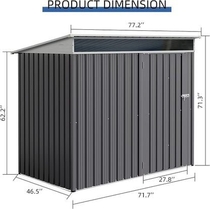 JY QAQA 6x4 FT Metal Outdoor Garden Storage Shed, Waterproof Metal Garden Sheds - Image 3