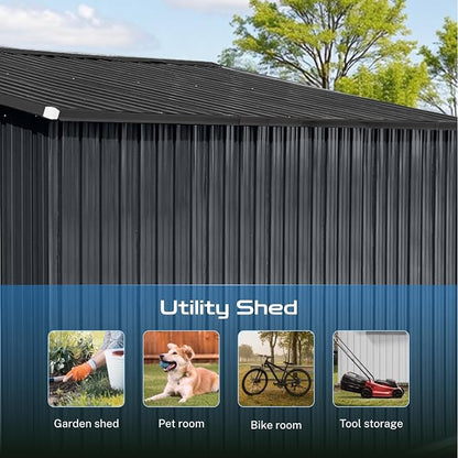 10 x 12 FT Outdoor Storage Shed, Metal Garden Tool Shed - Image 4