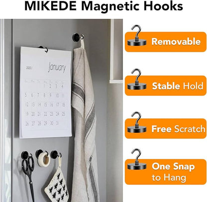 MIKEDE Magnetic Hooks Heavy Duty, 150LB+ Strong Black Magnets Hooks - Image 4