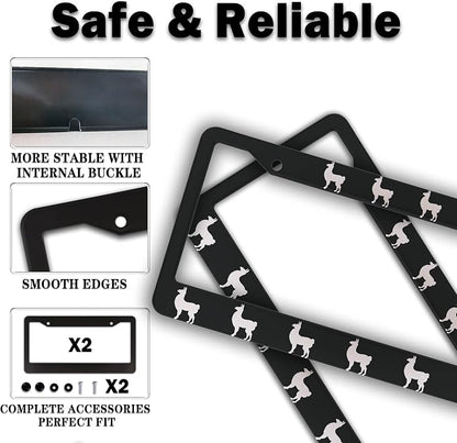 License Plate Frames Black and White Automotive Exterior Accessories Llama - Image 4