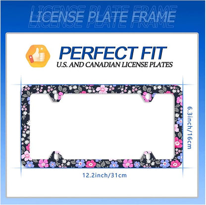 Watercolor Purple and Pink Hibiscus Flowers License Plate Frame License Plate - Image 7