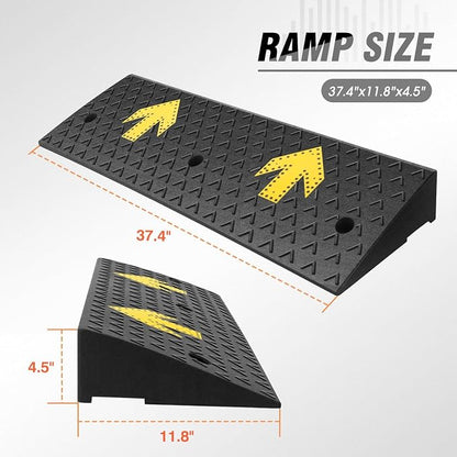 DNA MOTORING 2pcs 4.5" Rise Rubber Arrow Curb Ramp Heavy Duty Loading Threshold - Image 2