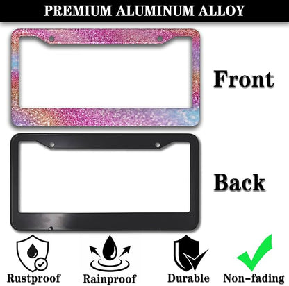 License Plate Frame Multicolor License Plate Holder Shining Rainbow Gradient - Image 3