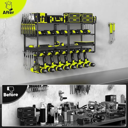 33" W Large Power Tool Organizer Wall Mount Loads 400 lbs, Heavy Duty 8 Drills - Image 5