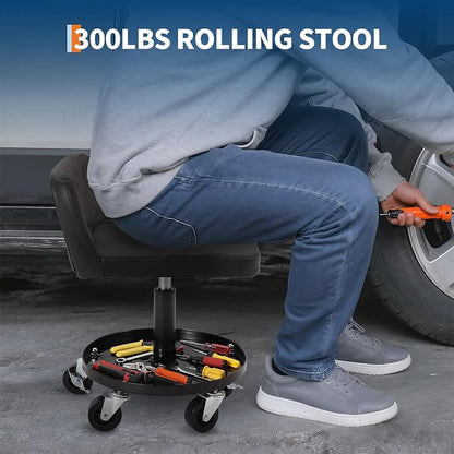 Garage Stool, 16”-21” Adjustable Rolling Mechanic Stool - Image 5