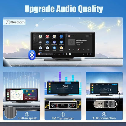 Wireless Carplay Screen, 10.26"Portable Car play & Android Auto Touch Screen - Image 6
