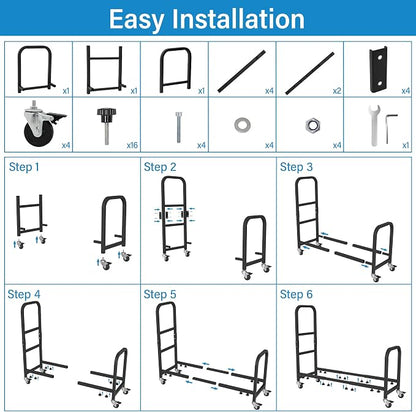 Rolling Tire Rack 43.5" x 13" x 37.4", 2 in 1 Metal Garage Tire Storage Rack - Image 8