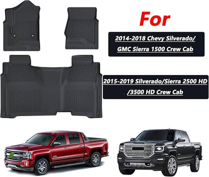 Floor Mats for 2014-2019 Chevy Silverado GMC Sierra 1500 Crew Cab, Chevrolet - Image 2