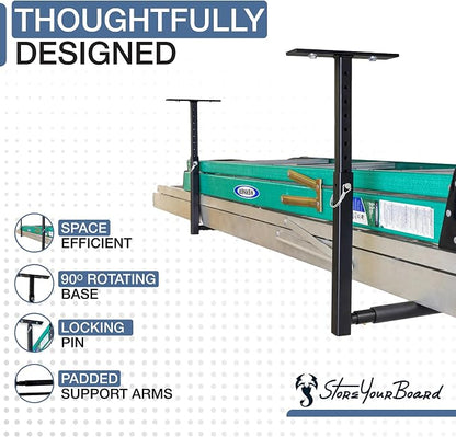 StoreYourBoard Adjustable Ceiling Rack – Hi Port 2 Garage Ceiling Ladder Hanger - Image 2