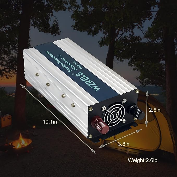 WZRELB 1000W Pure Sine Wave Inverter 12V DC to 110V 120V AC, Car Power Inverter - Image 6