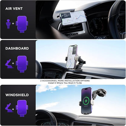 Wireless Car Charger, 【7 Colored RGB Backlit】 15W Auto Clamping Car Charger - Image 6