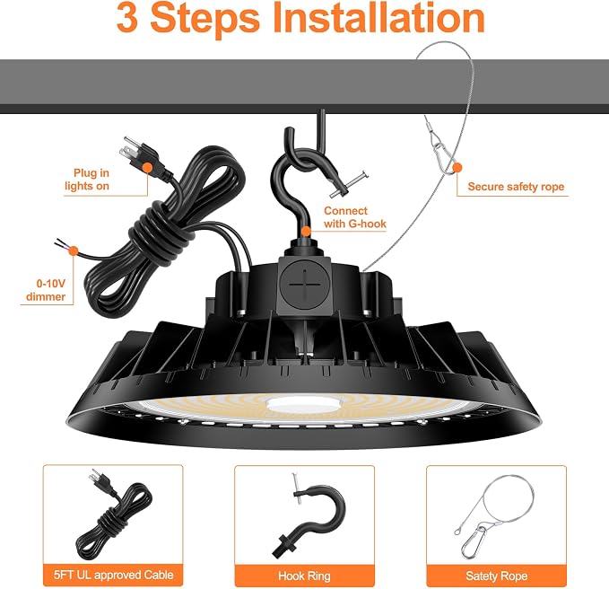 6Pack LED High Bay Lights, 300W UFO High Bay LED Shop Lights, 45000LM - Image 6