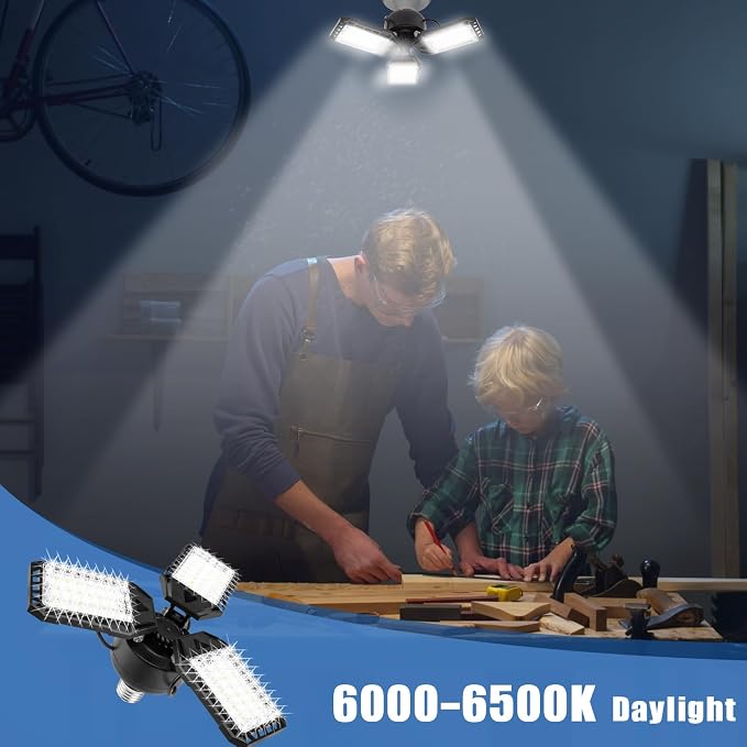 LED Garage Lights Bulb 4 Pack -80W, 8000LM 6500K Led Shop Light - Image 6