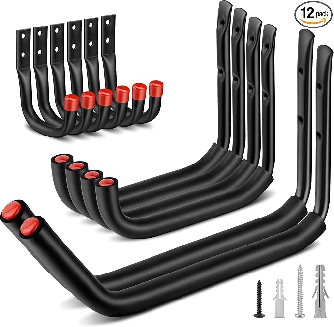 Nacial 12 Pack Garage Hooks Heavy Duty, 100LBS Capacity Garage Hooks by NacialPromise-Consumersfirstalways