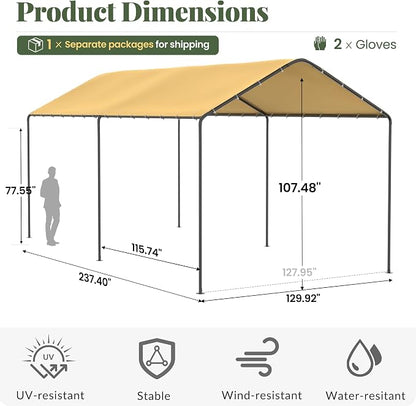 Carport, 10‘ x 20’ Heavy Duty Portable Garage All-Season Car Canopy w/Removable - Image 6