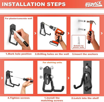 TORACK 15PCS Garage Storage System Hooks, Shelving Hooks - Image 5