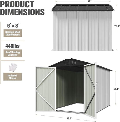 JUMMICO Metal Outdoor Storage Shed 6 x 8 FT Metal Shed - Image 5