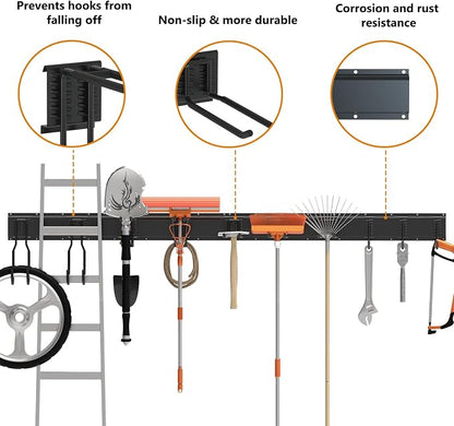 64 Inches Garage Tool Organizer Wall Mount, Yard Tool Hangers - Image 2