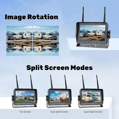 7" 3-Magnetic Wireless RV Backup Camera, HD1080P DVR Monitor, IP69 Waterproof & - Image 6