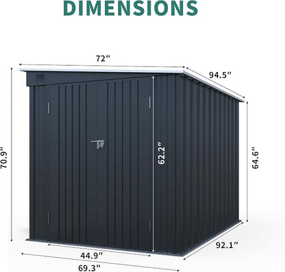 LANTRO JS 6x8FT Metal Outdoor Storage Shed, Garden Tool Shed Without Floor - Image 5