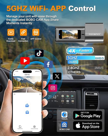 Dash Cam Front 4K, Built-in 5GHz WiFi - Image 3